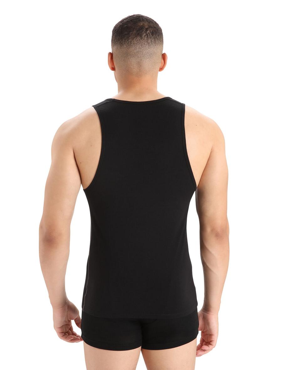 Black Icebreaker Merino Anatomica Tank Top Men's Underwear | AU 1287EBCX